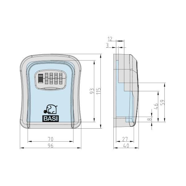 Basi 2101-0000-1113 SSZ 200 Schlüsseltresor Zahlenschloss Schwarz, Blau