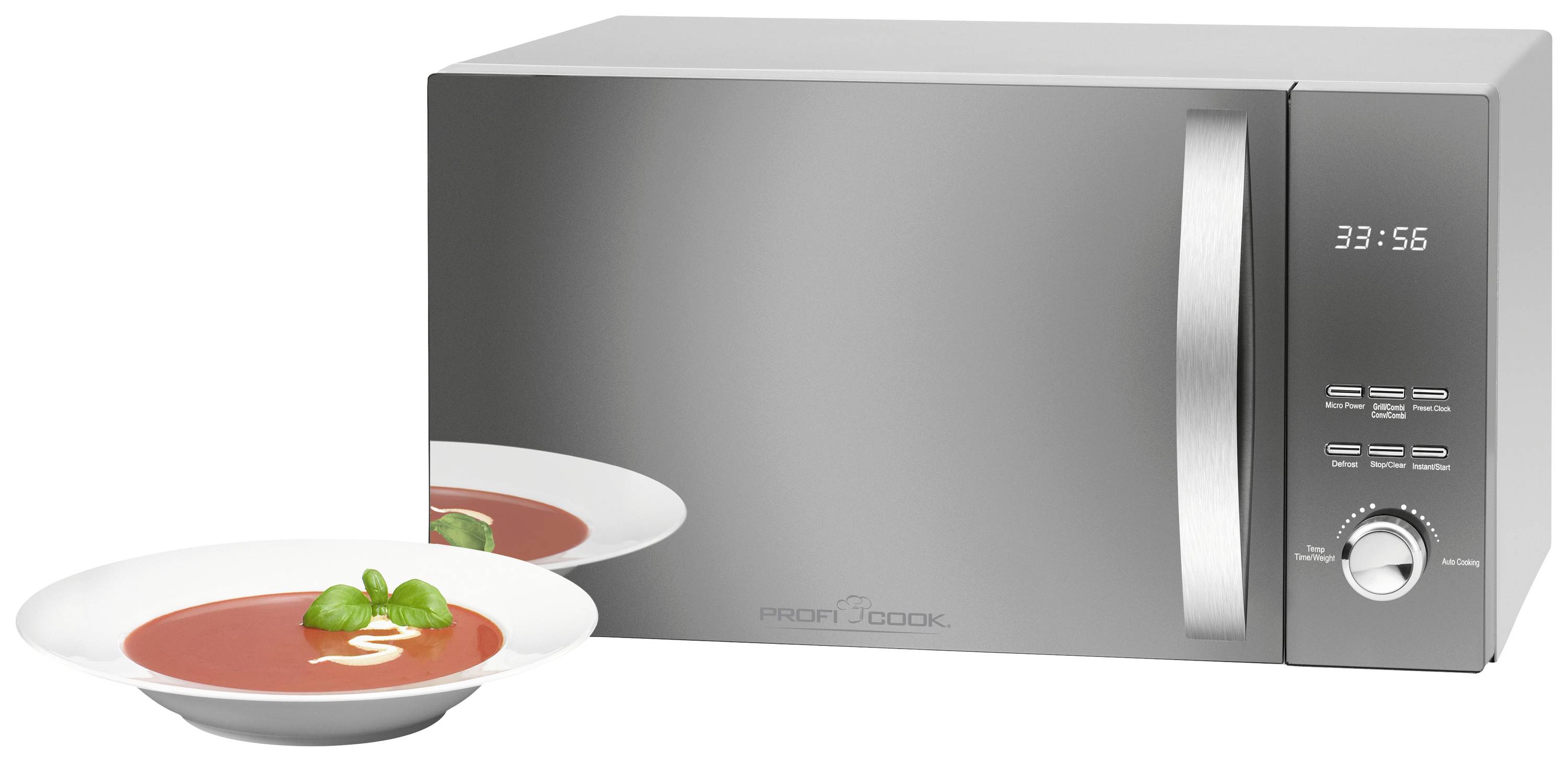 Profi Cook PC-MWG 1176 H Mikrowelle Silber 800 W Grillfunktion, Heißluft-Funktion, Timerfunktion