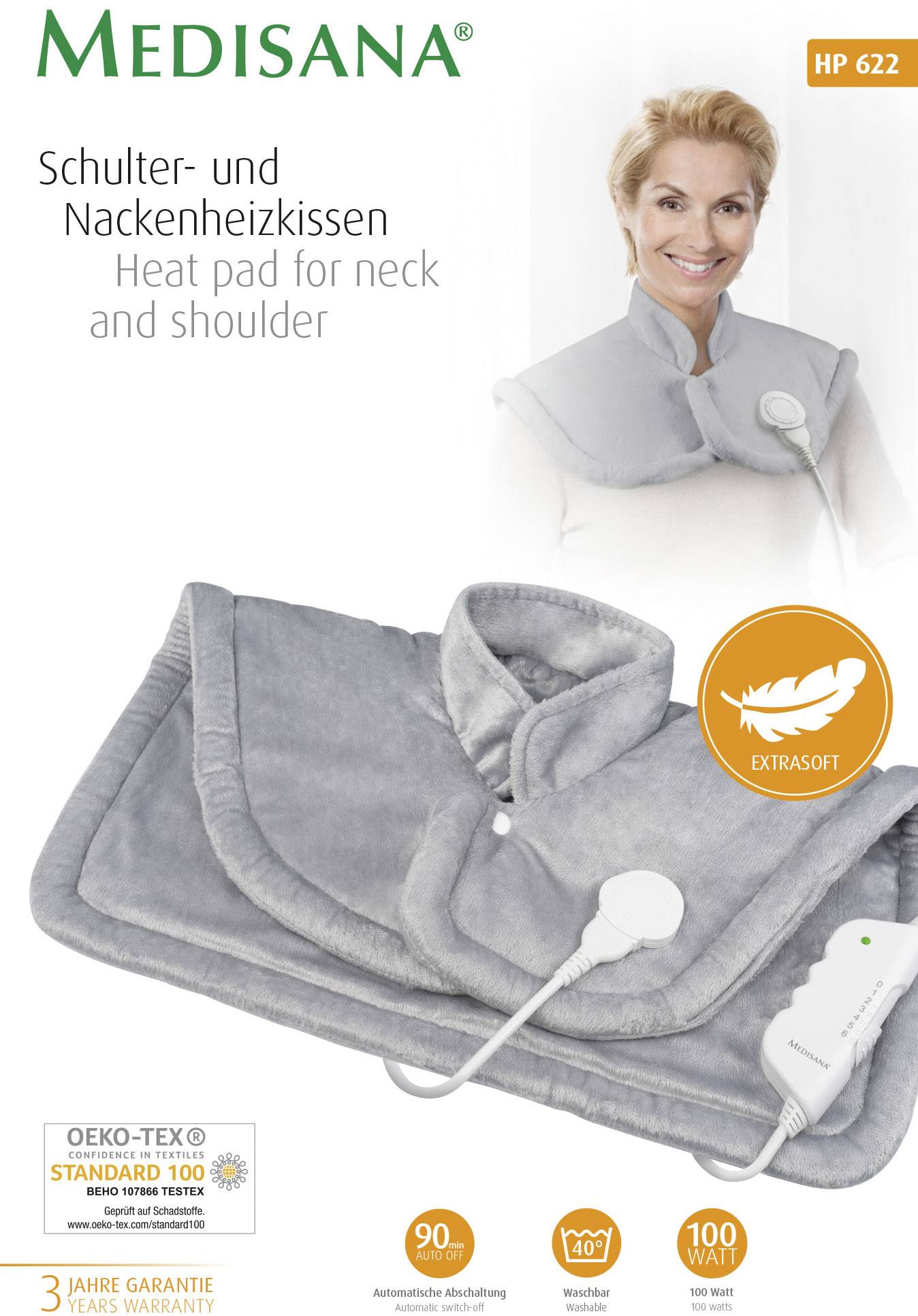 Medisana HP 622 Nacken-, Schulter-Heizkissen 100W Grau