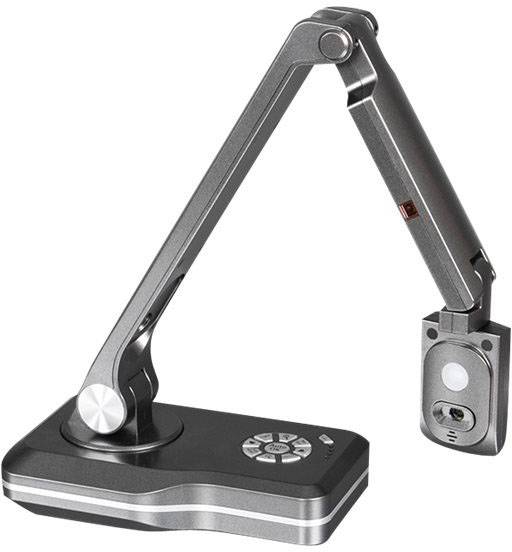 Ein tragbarer Dokumentenkamera-Scanner mit einem Gelenkarm-Design, mehreren Bedientasten und einer integrierten Kamera.