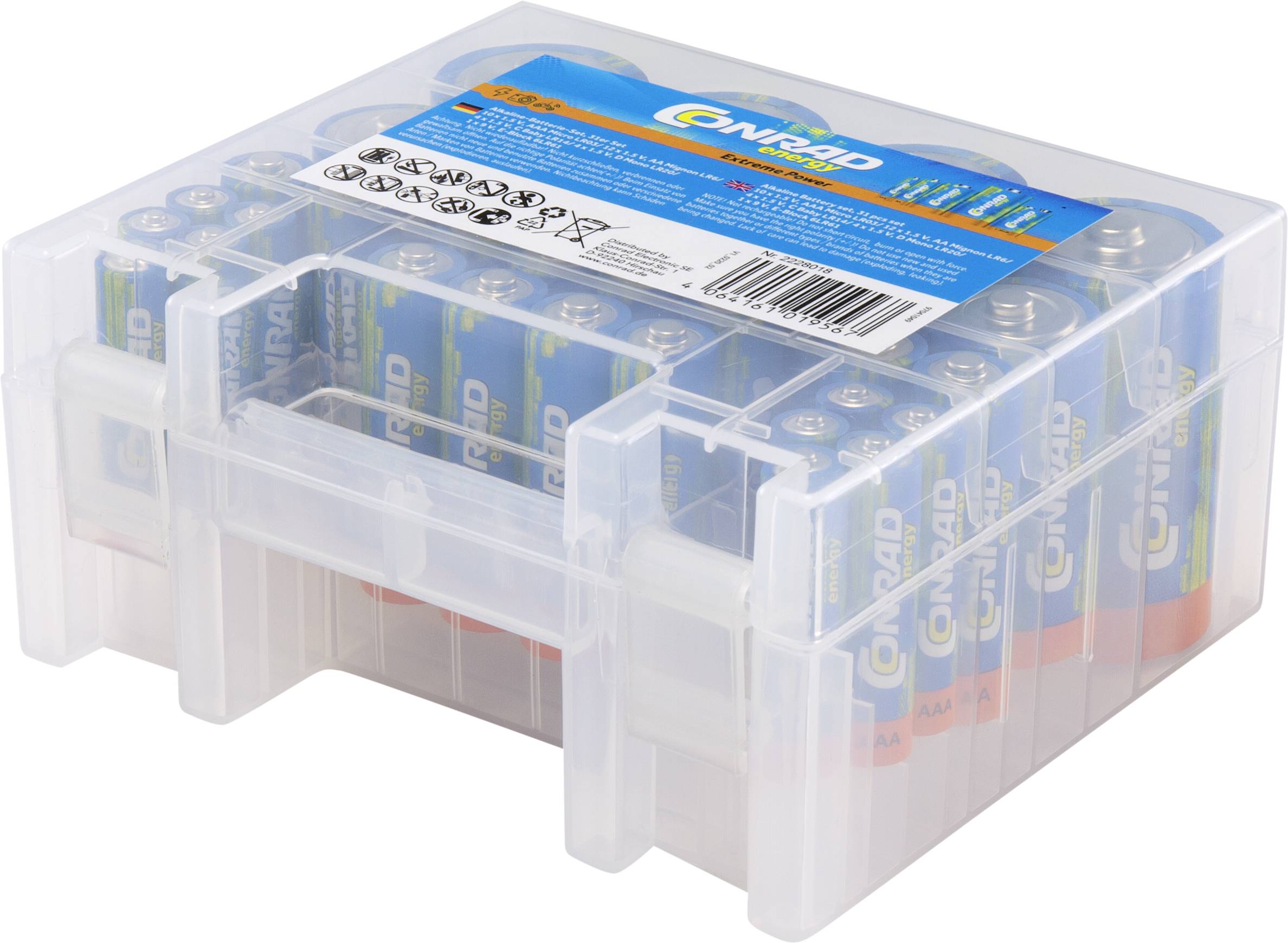 Batterie-Set Mignon, Micro, Baby, Mono, 9V Block 31 St. inkl. Box