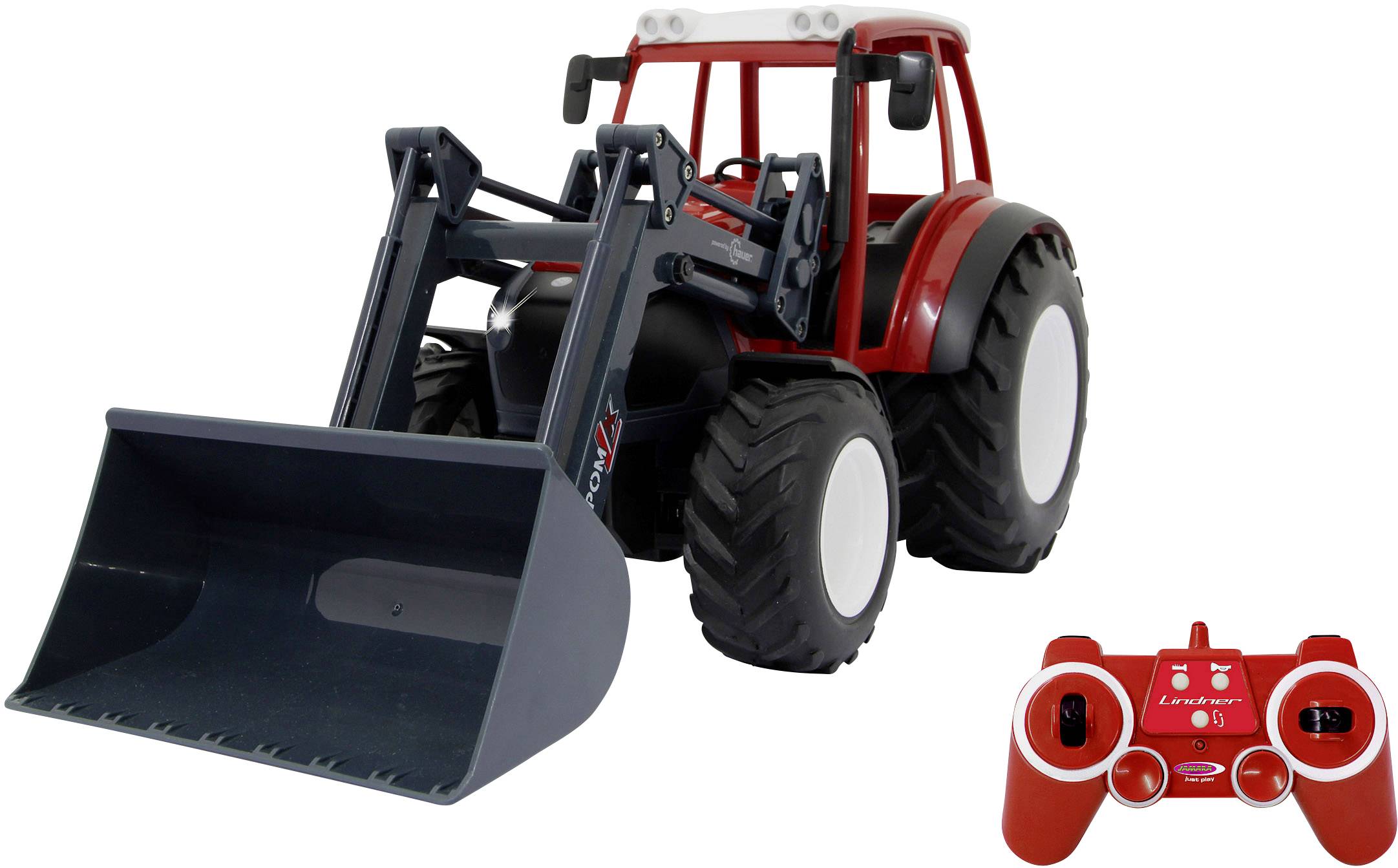 Jamara Geotrac mit Frontlader Rot 1:16 RC Einsteiger Funktionsmodell Elektro Landwirtschaftsfahrzeug 2,4 GHz
