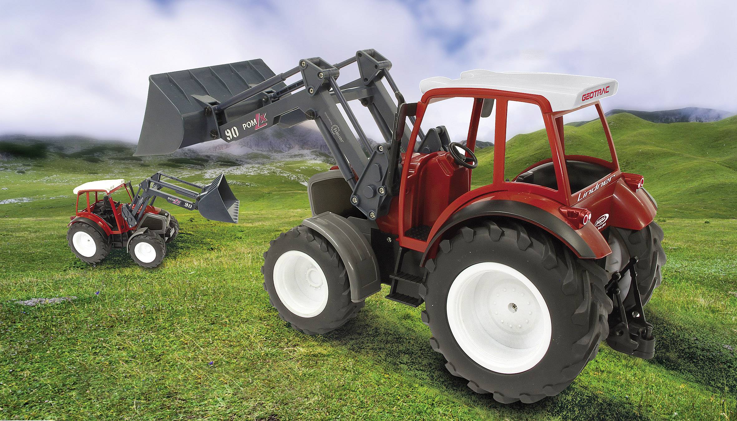 Jamara Geotrac mit Frontlader Rot 1:16 RC Einsteiger Funktionsmodell Elektro Landwirtschaftsfahrzeug 2,4 GHz