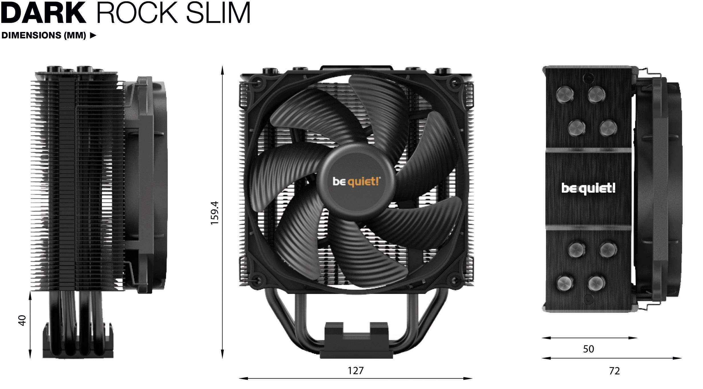 BeQuiet Dark Rock Slim CPU-Kühler mit Lüfter Intel® LGA 2066, Intel® LGA 2011-V3, Intel® LGA 1700, Intel® LGA 1200, Intel® LGA