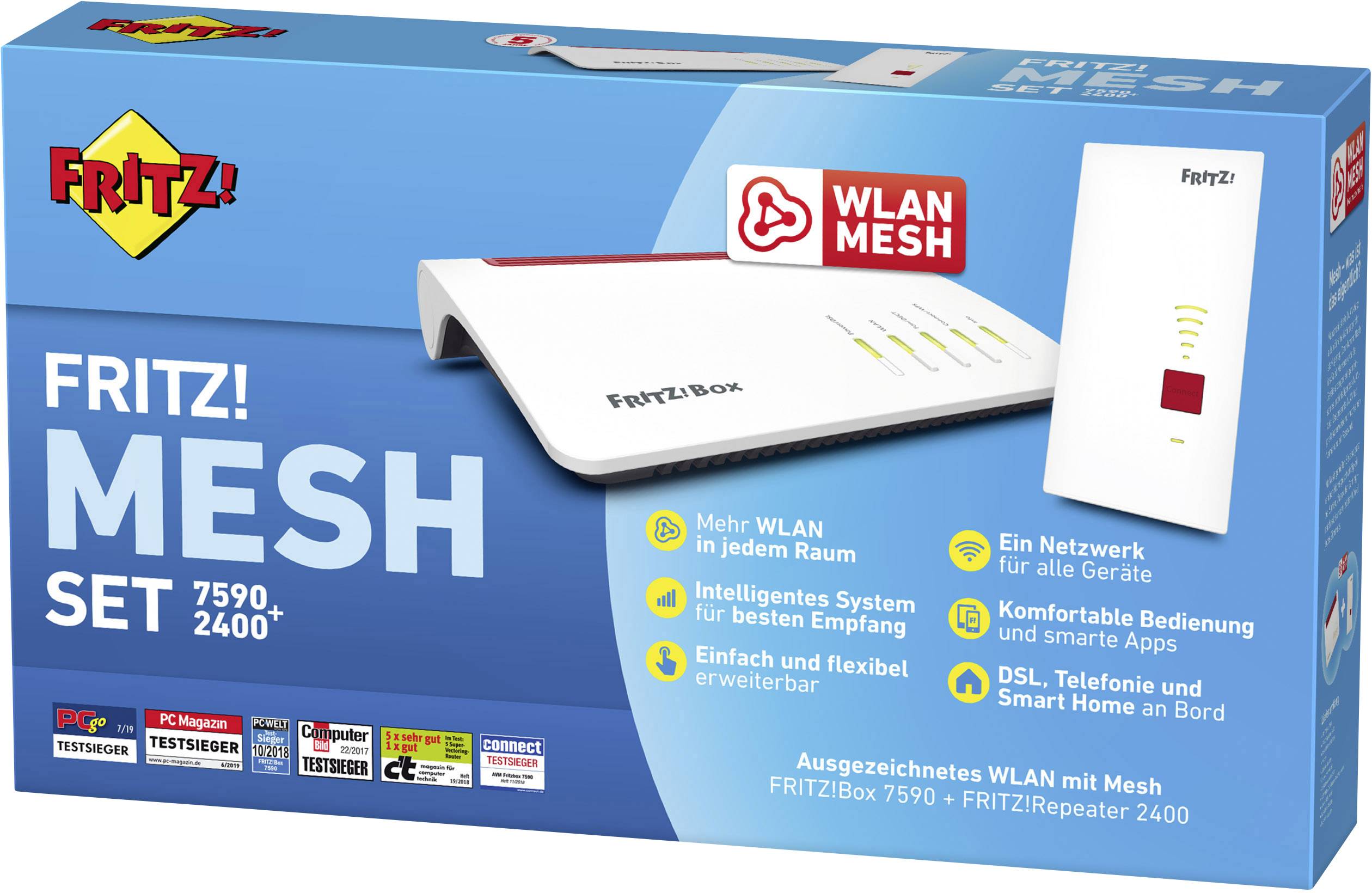 Fritz! FRITZ! Mesh Set 7590 + 2400 Kombi-Pack Mesh-Netzwerk 2.4 GHz, 5 GHz