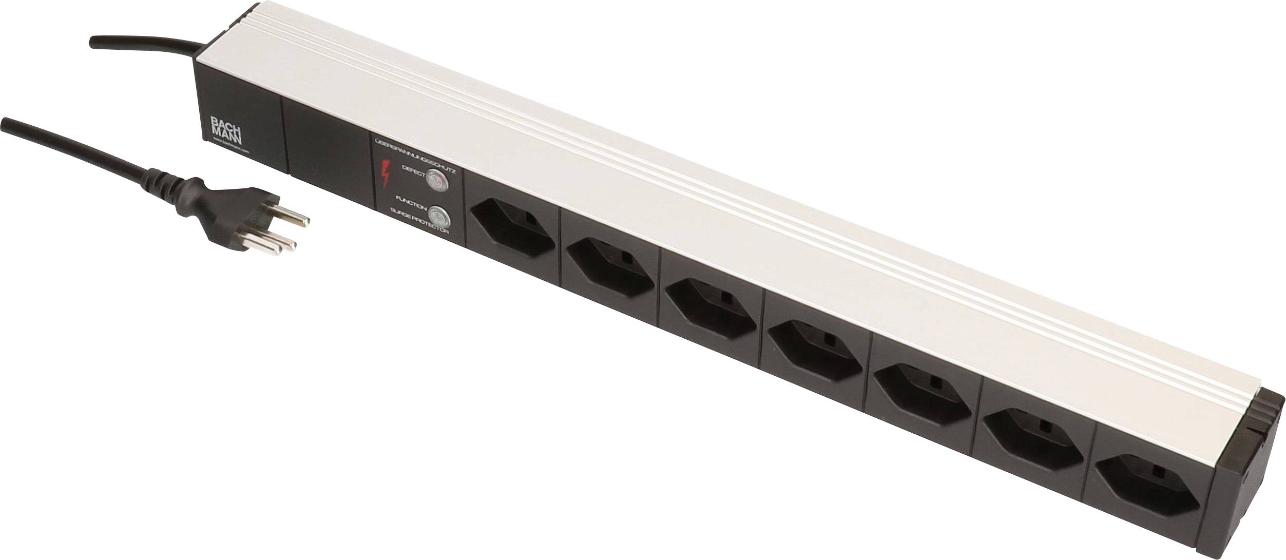 Bachmann 333.0382 Überspannungsschutz-Steckdosenleiste 7fach Schwarz, Silber CH-Stecker 1 St.