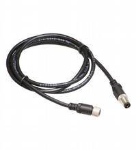 Ein schwarzes Kabel mit einem runden, mehrpoligen Stecker an beiden Enden, geeignet für Audio- oder elektronische Verbindungen.