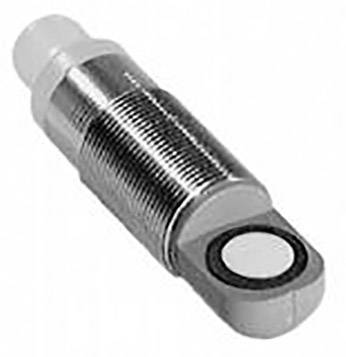 Metallsensor mit zylindrischer Form und geripptem Design, geeignet für industrielle Anwendungen zur Objekterkennung.