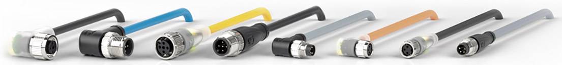 Mehrere farbcodierte Rundstecker mit Griffen in unterschiedlichen Farben auf weißem Hintergrund, in einer Reihe angeordnet.