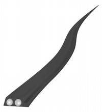 Zwei parallele, schwarze Kabel mit glatter Ummantelung verlaufen nebeneinander und enden mit runden, weißen Steckern.