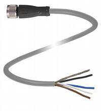 Ein graues Kabel mit mehreren sichtbaren, farbigen Drahtenden, geeignet für elektrische Verbindungen.