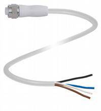 Ein Kabel mit Steckverbindung und offenliegenden Enden, bestehend aus vier unterschiedlich farbigen Drähten.