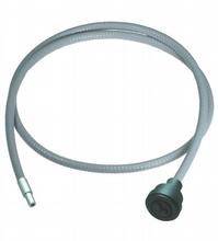 Flexibler Metallschlauch, grauer Ton, mit zwei unterschiedlich geformten Enden. Geeignet für Sanitär- oder technische Anwendungen.