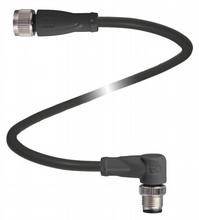 Ein schwarzes, flexibles Kabel mit rechtwinkligem Stecker an einem Ende. Geeignet für elektronische Verbindungen und Anpassungen.