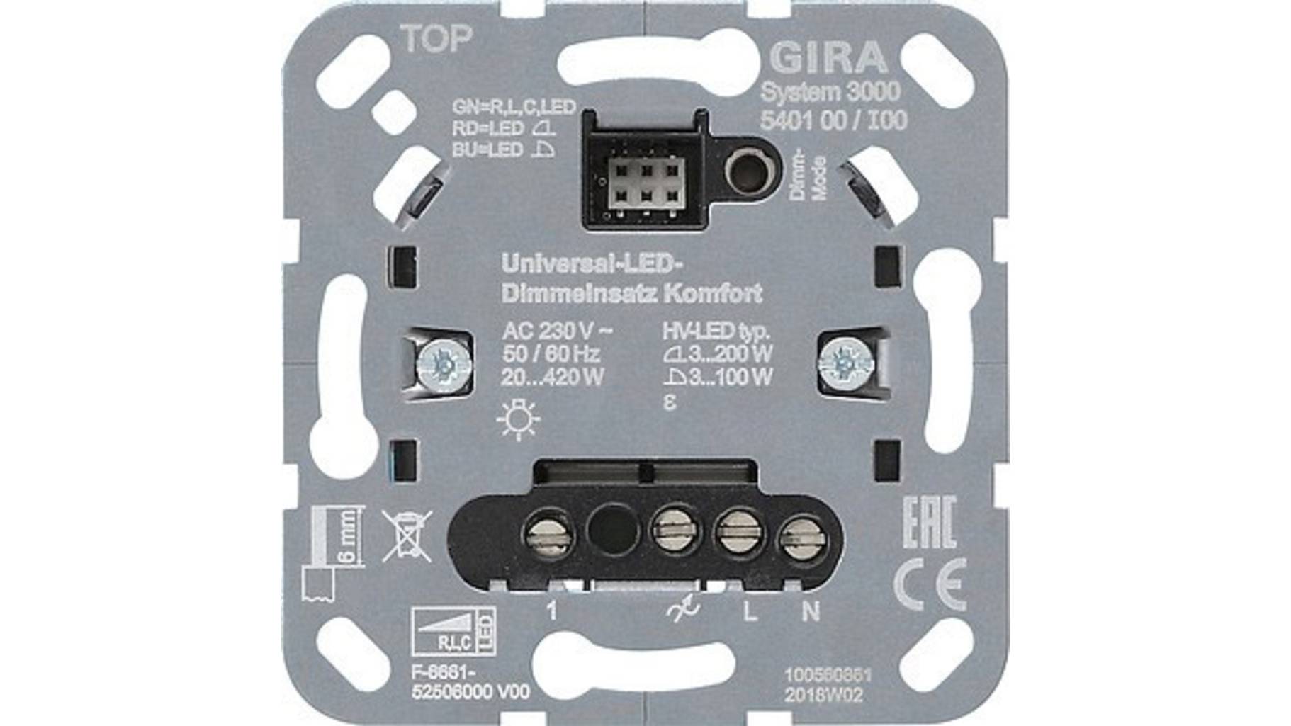 GIRA Einsatz Dimmer Standard 55, E2, Event, Esprit, Studio, ClassiX, E22, E3 540100 | voelkner