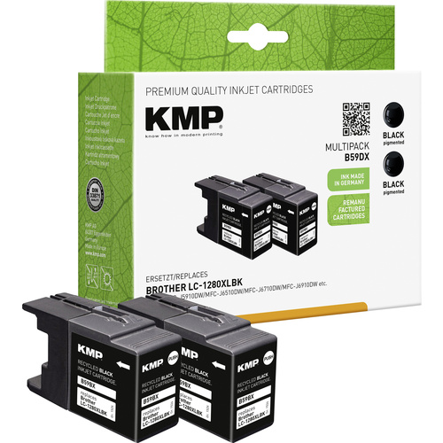 KMP Druckerpatrone ersetzt Brother LC-1280XLBK Kompatibel 2er-Pack Schwarz B59DX 1524,4021