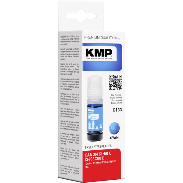 KMP Encre de recharge remplace Canon GI-50 C, 3403C001 compatible cyan 1580,0003