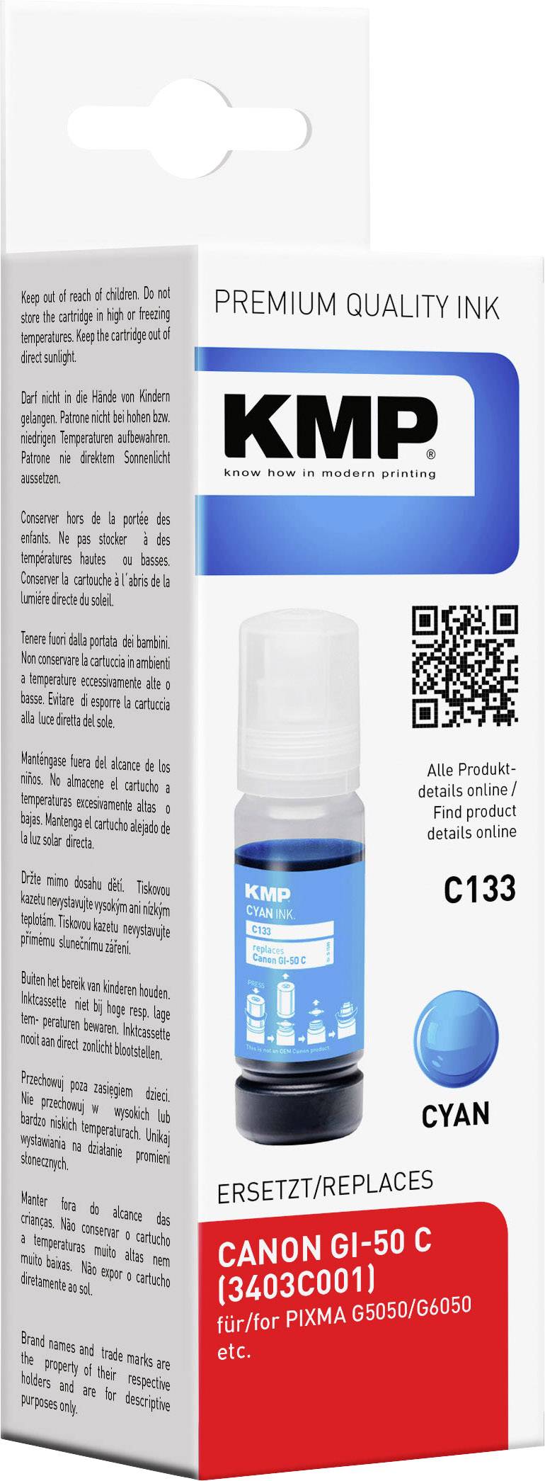 KMP Nachfülltinte ersetzt Canon GI-50 C, 3403C001 Kompatibel Cyan 1580,0003