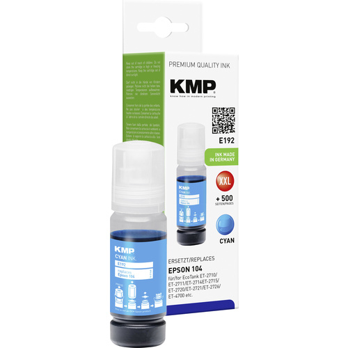 KMP Encre de recharge remplace Epson 104, 104 EcoTank, T00P2, C13T00P240  compatible cyan E192 1648,0003