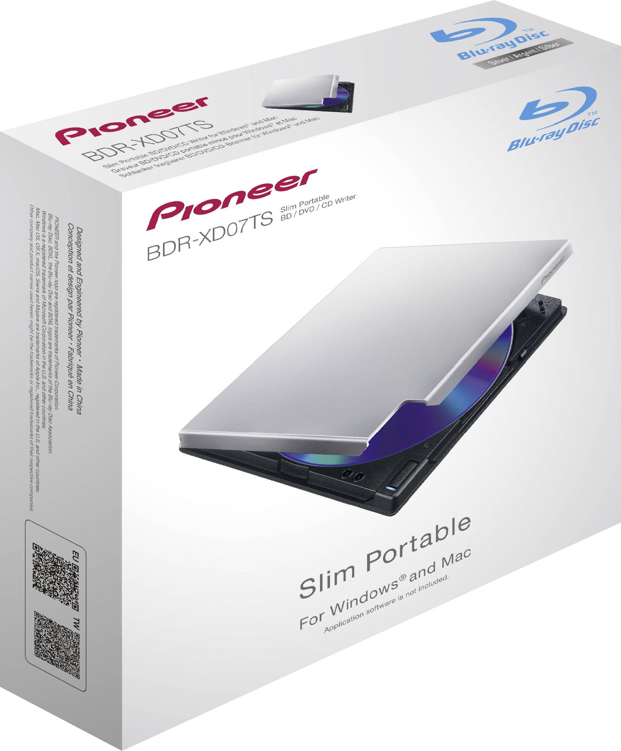 Pioneer BDR-XD07TS Blu-ray Brenner Extern Retail USB 3.2 Gen 1 (USB 3.0) Schwarz