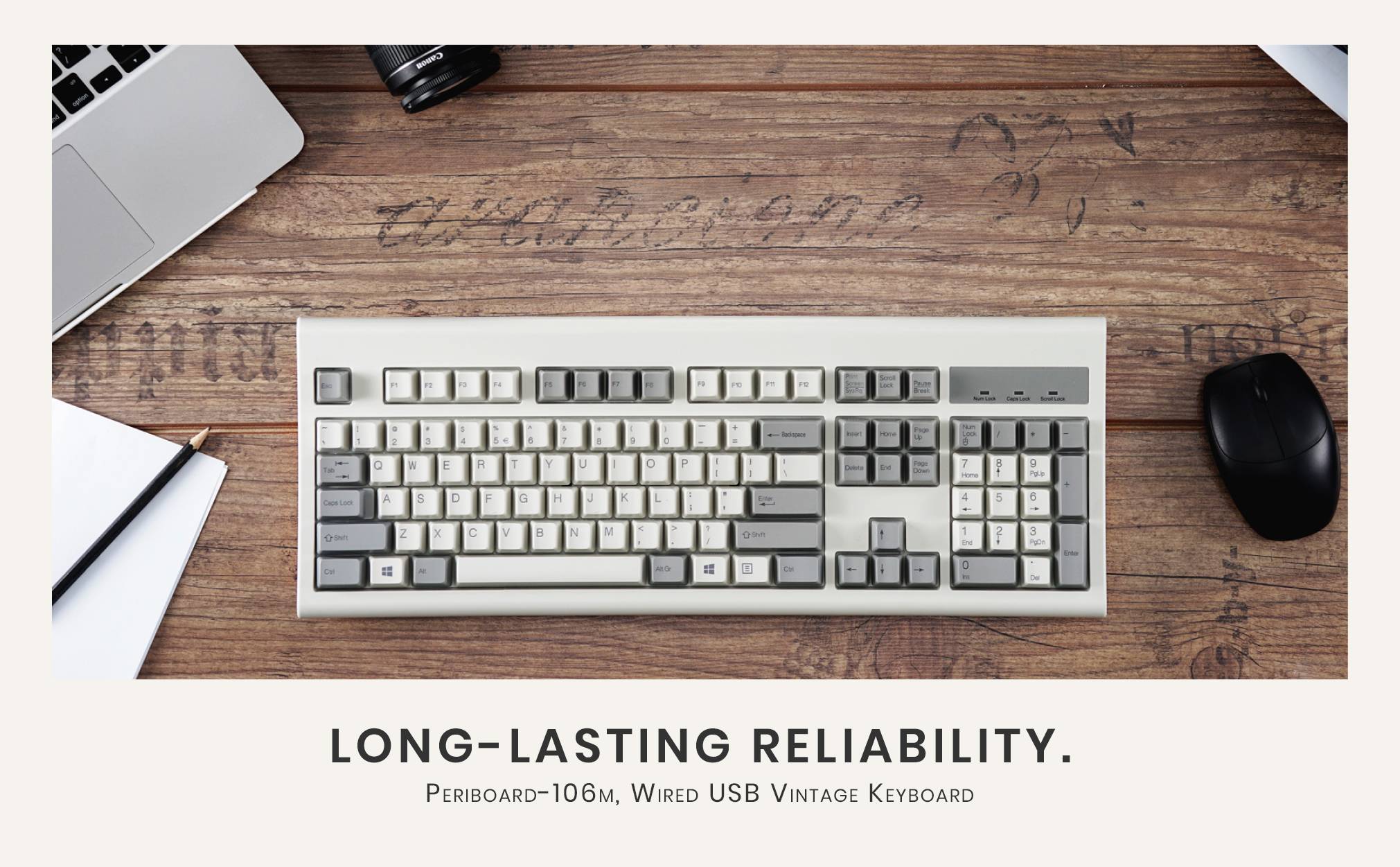 Perixx PERIBOARD-106 DE M USB Tastatur Deutsch, QWERTZ Beige