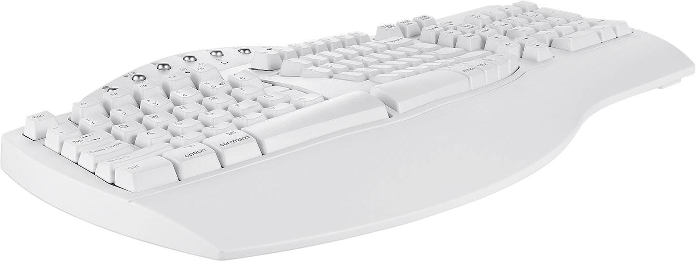 Perixx PERIBOARD-612WDE Bluetooth® Tastatur Deutsch, QWERTZ Weiß Ergonomisch, Handballenauflage, Multimediatasten