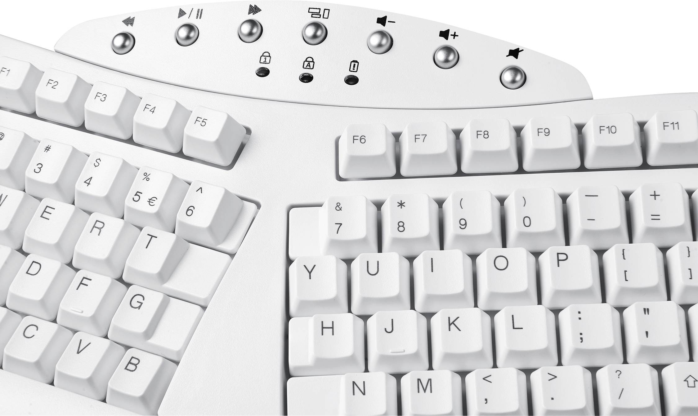 Perixx PERIBOARD-612WDE Bluetooth® Tastatur Deutsch, QWERTZ Weiß Ergonomisch, Handballenauflage, Multimediatasten