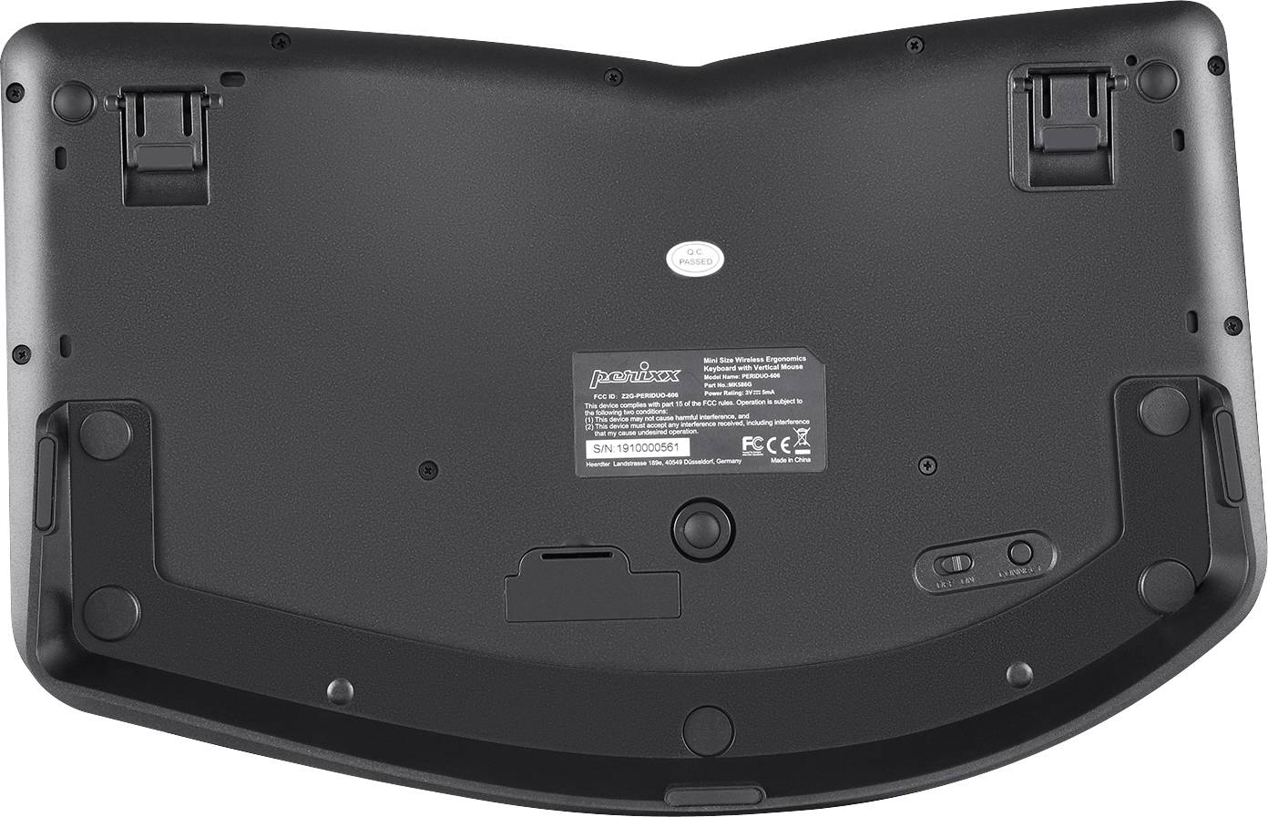 Perixx PERIDUO-606BDE Funk Tastatur, Maus-Set Deutsch, QWERTZ Schwarz Ergonomisch, Multimediatasten, Handballenauflage