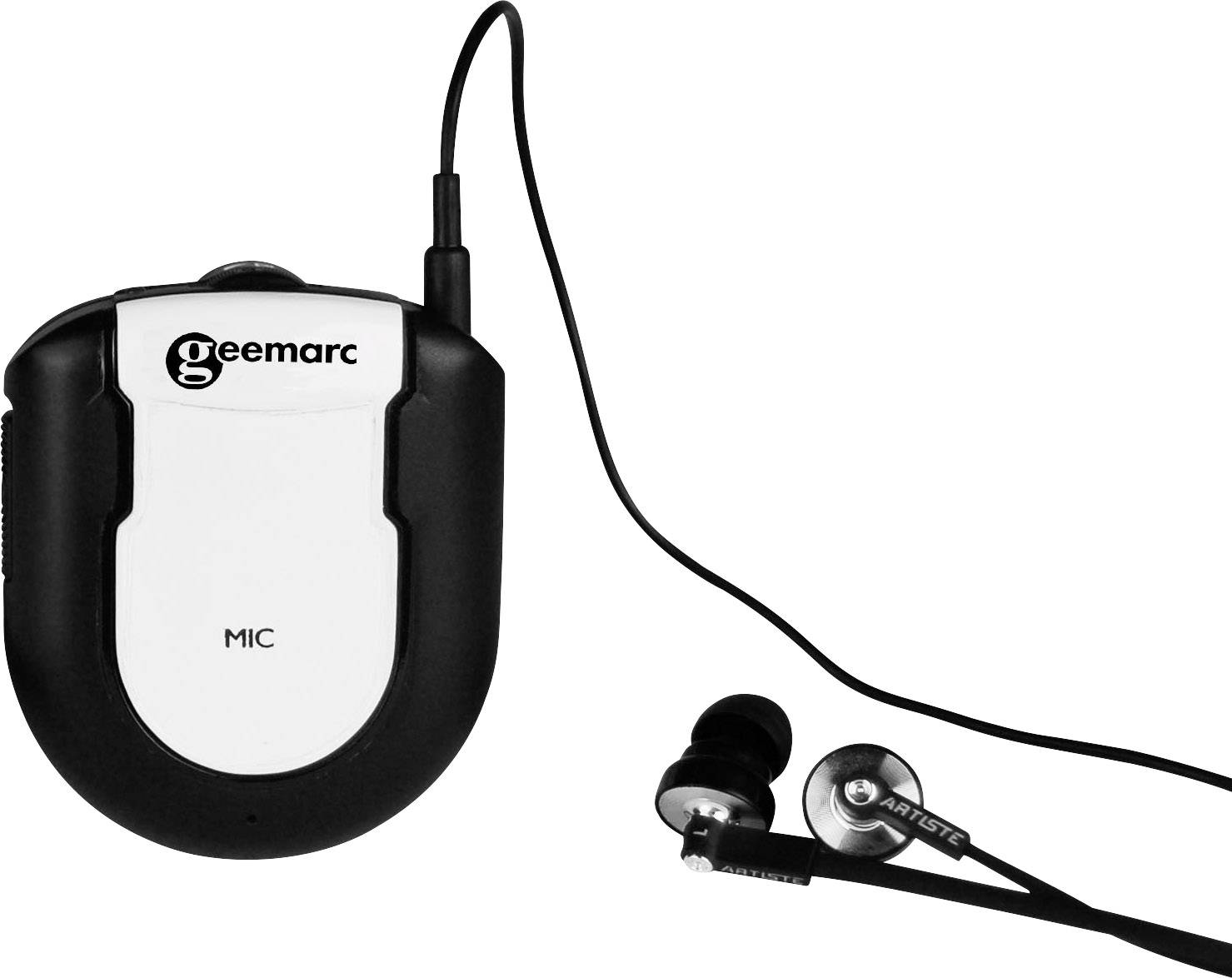 Geemarc CL7350AD TV In Ear Kopfhörer Funk Schwarz, Weiß Leichtbügel, Lautstärkeregelung, Headset