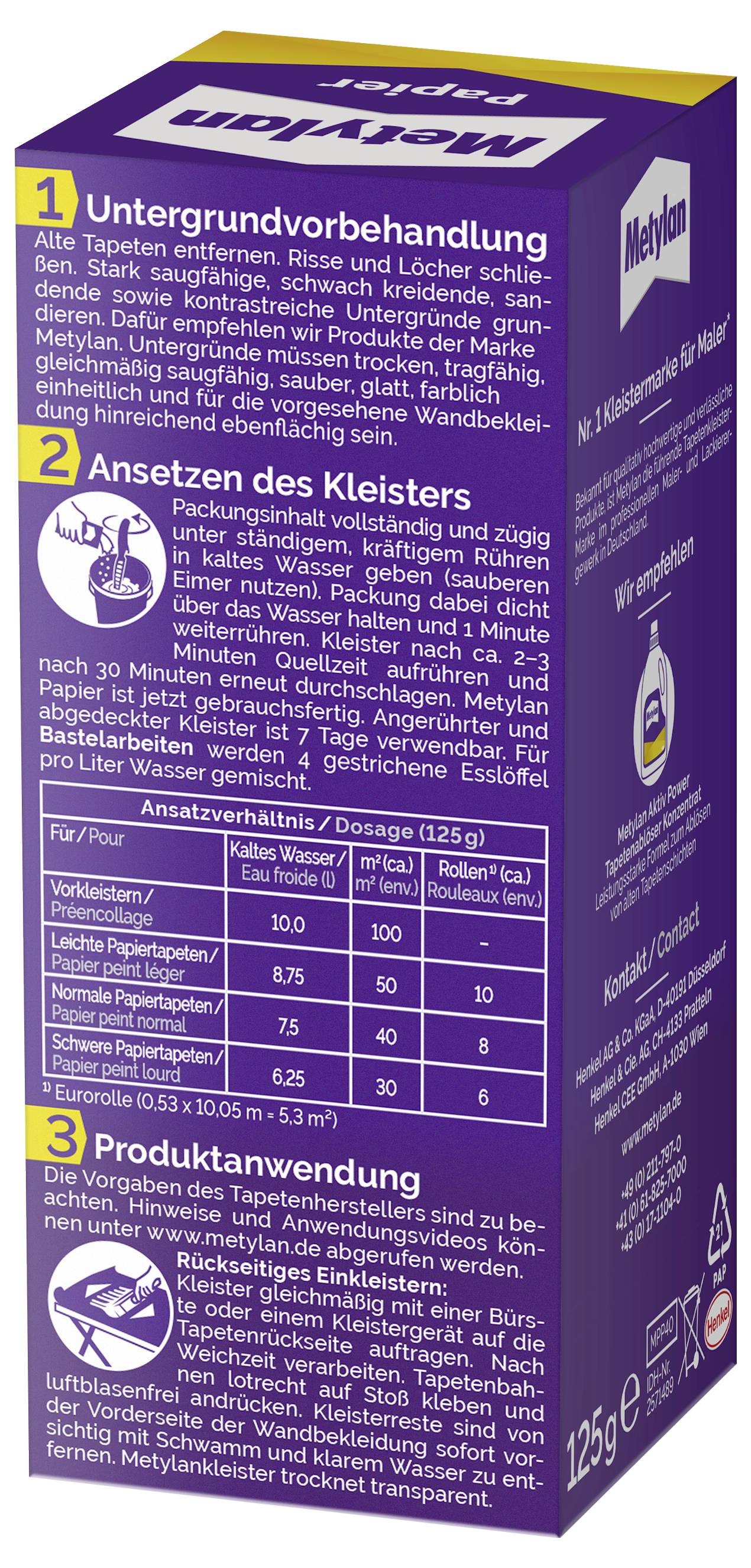 Metylan Papier Tapetenkleister MPP40 125g