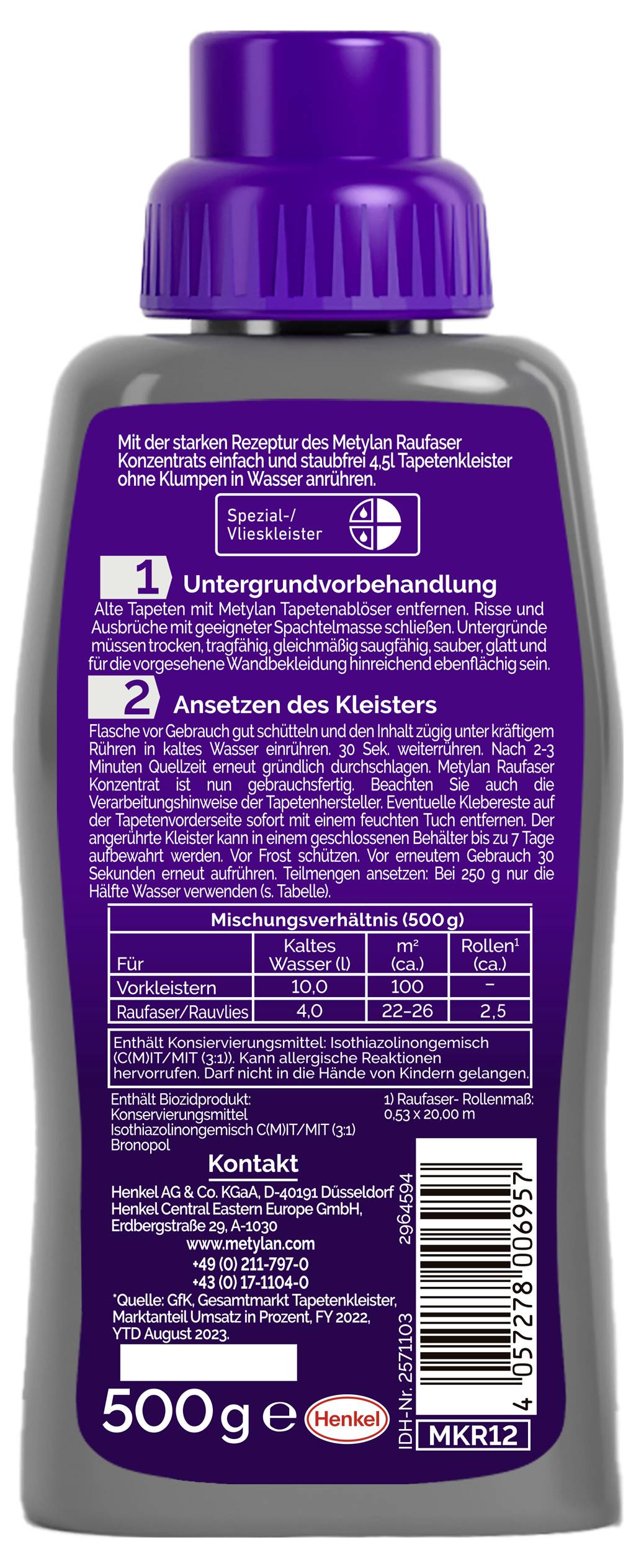 Metylan Raufaser Tapetenkleister MKR12 500g