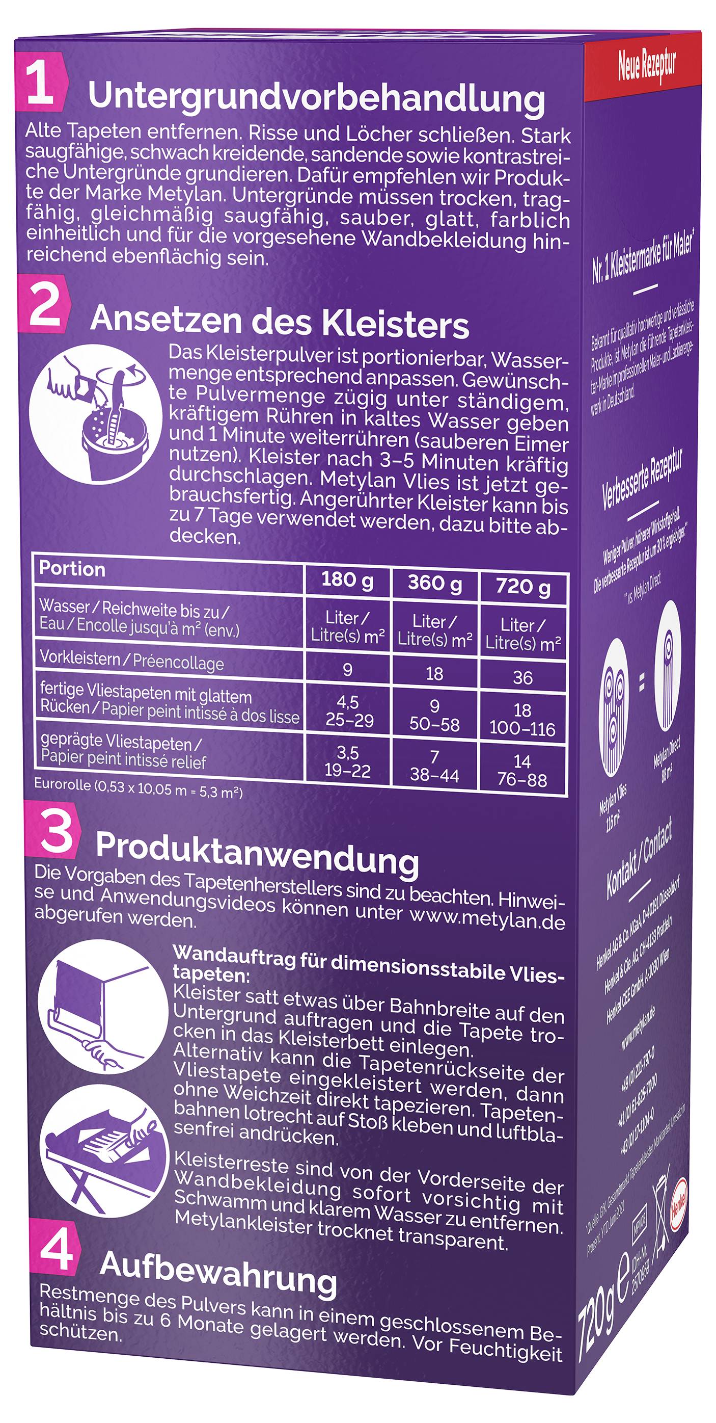 Metylan Vlies Tapetenkleister MPV08 720 g