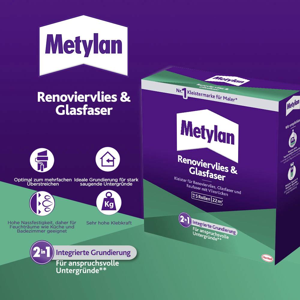 Metylan Renoviervlies & Glasfaser Tapetenkleister MPRV5 500g