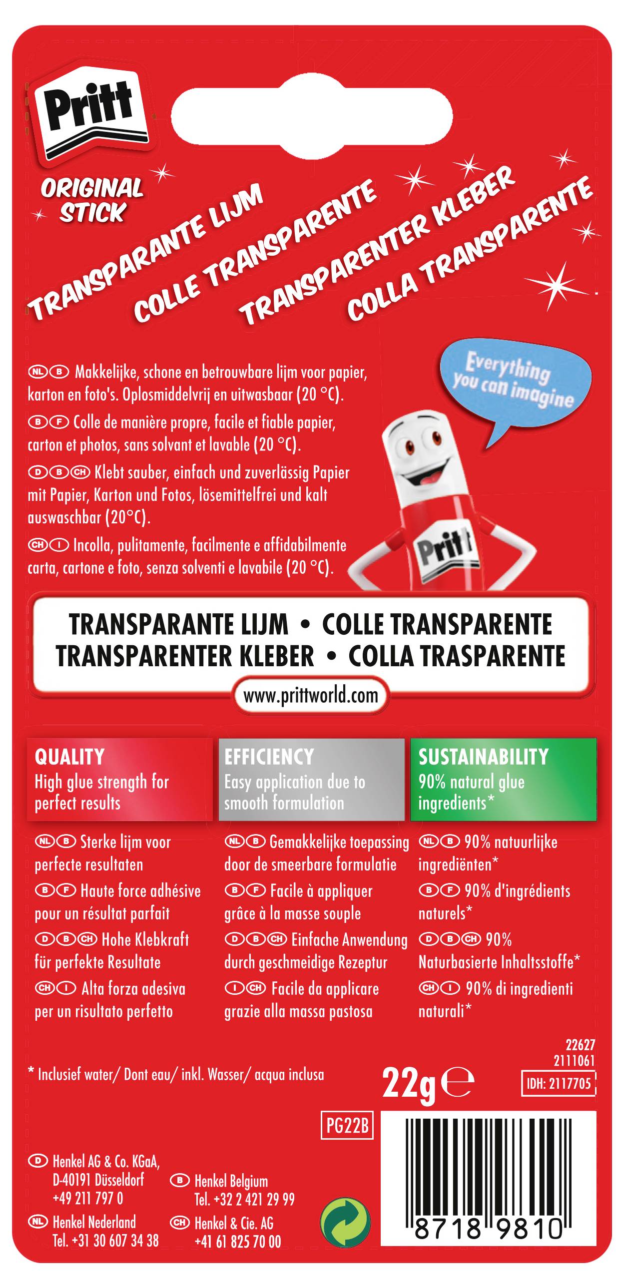 Rote Verpackung eines Pritt-Klebestifts mit der Aufschrift 