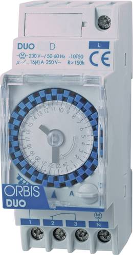 ORBIS Zeitschalttechnik DUO D 230V Hutschienen-Zeitschaltuhr analog 230 V/AC
