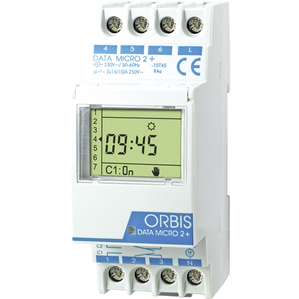 ORBIS Zeitschalttechnik DATA MICRO-2 + 230V Hutschienen-Zeitschaltuhr digital 250 V/AC