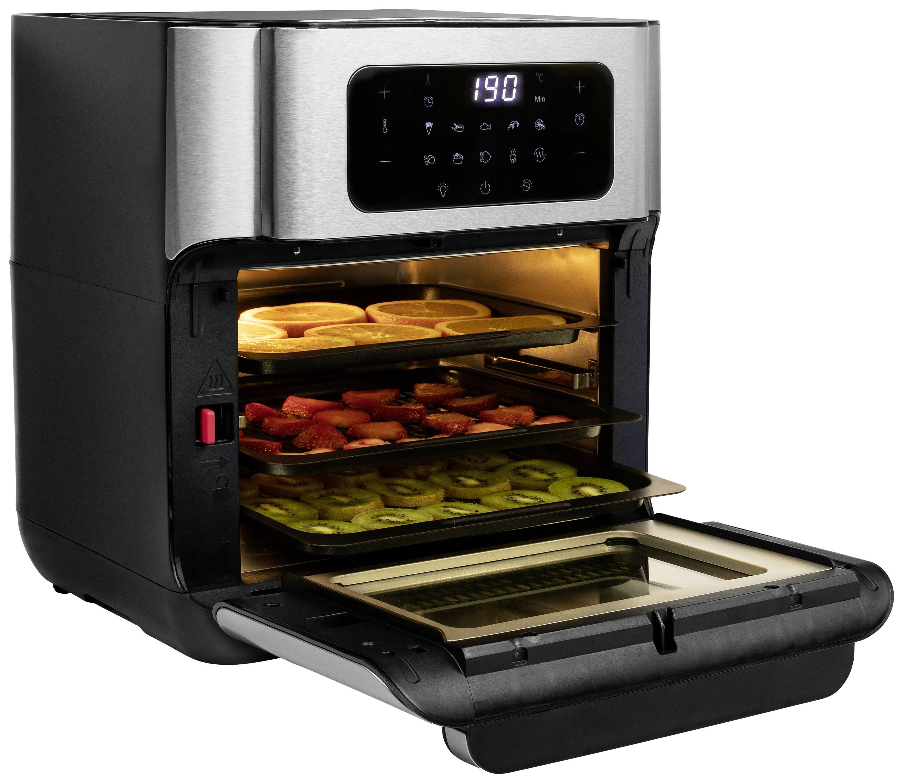 Princess Aerofryer Heißluft-Ofen 10 l 1500 W mit Display Schwarz, Silber