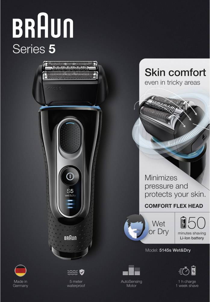 Braun Folienrasierer Schwarz, Blau, Chrom