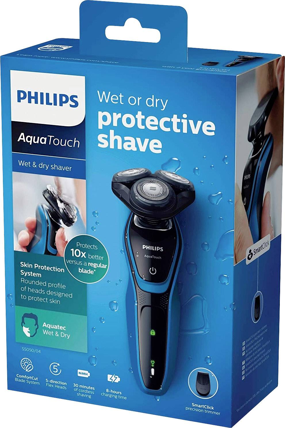 Philips S5050/04 AquaTouch Rotationsrasierer Schwarz, Blau