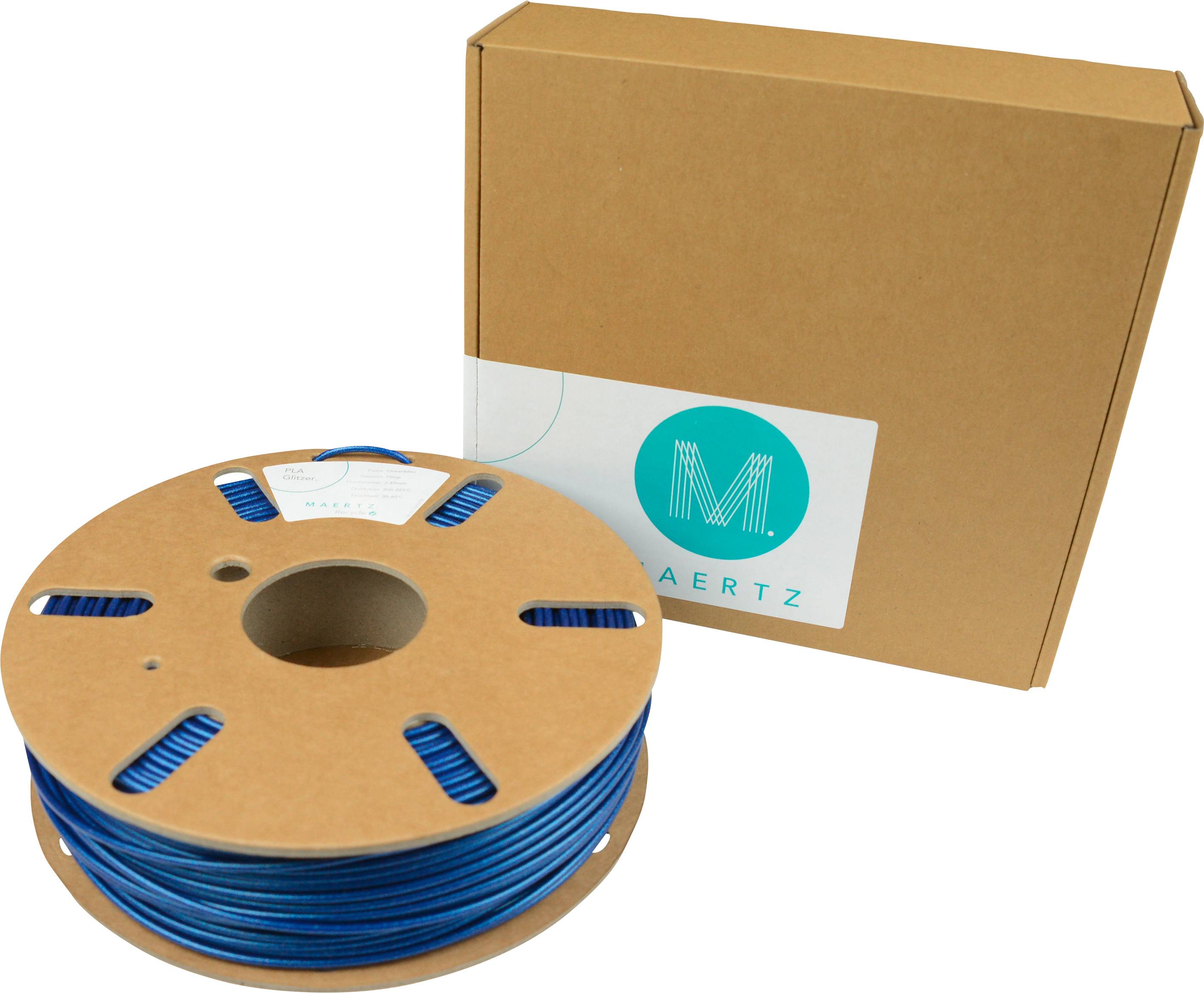 Maertz PMMA-1001-006 Polyactic-Acid Glitter Filament PLA 2.85mm 750g Ozeanblau, Glitzereffekt 1St.