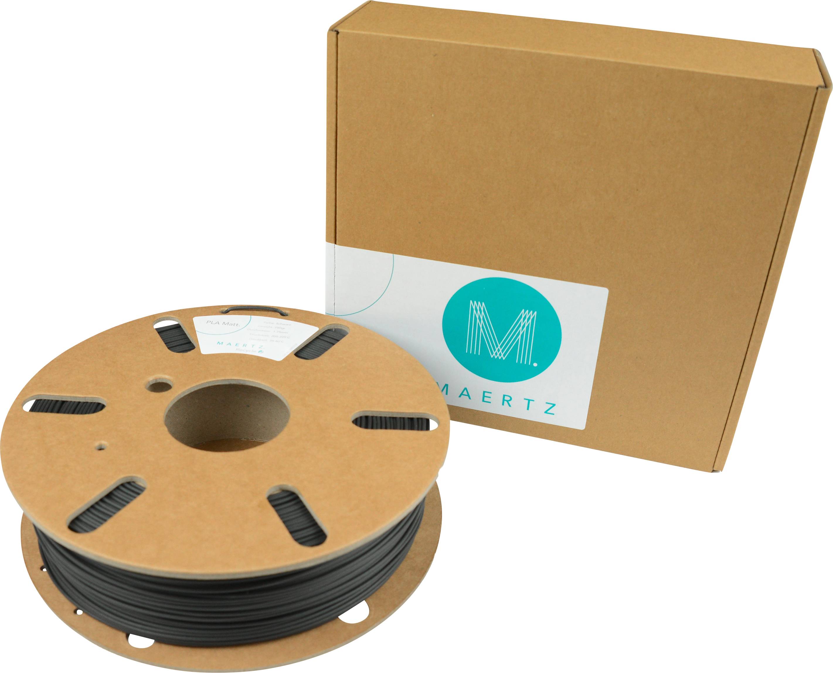 Maertz PMMA-1002-001 Polyactic-Acid matt Filament PLA 1.75mm 750g Schwarz, Matt 1St.