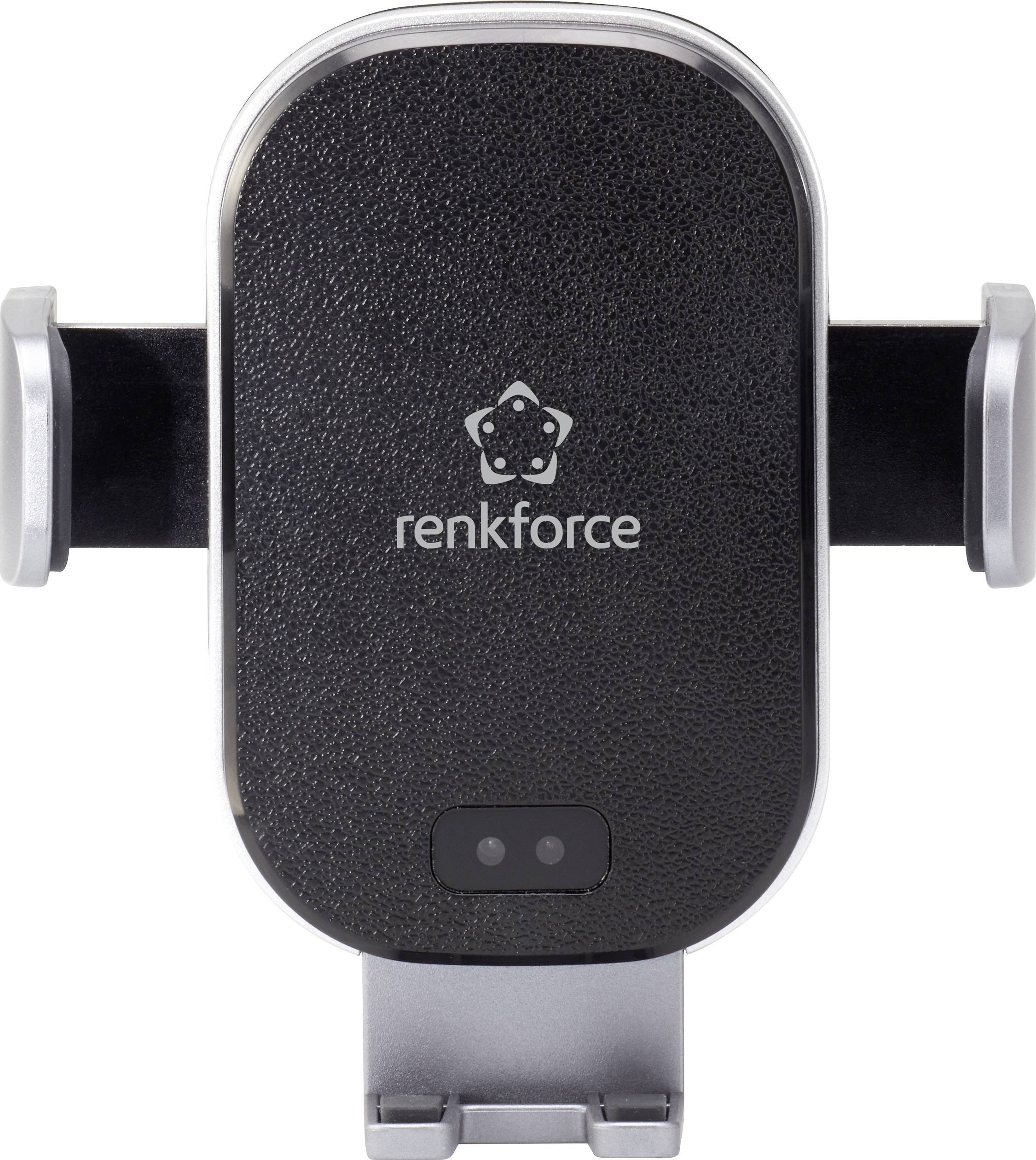 Renkforce RF-4470380 Lüftungsgitter, Saugnapf Handy-Kfz-Halterung mit Induktionsladefunktion 91 - 59mm 4 - 6.5 Zoll