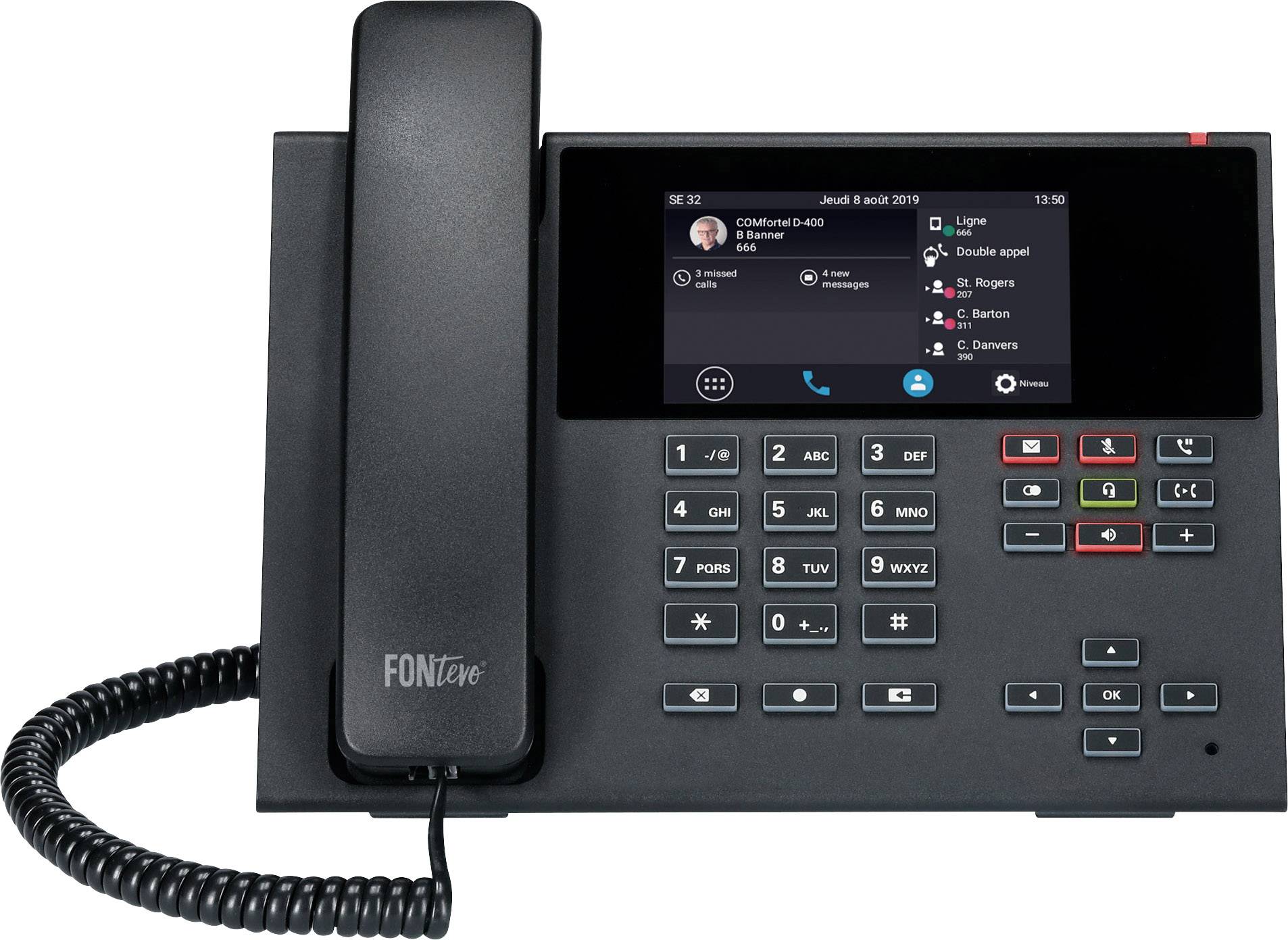 Auerswald COMfortel D-400 Schnurgebundenes Telefon, VoIP Anrufbeantworter, Freisprechen, PoE, Heads
