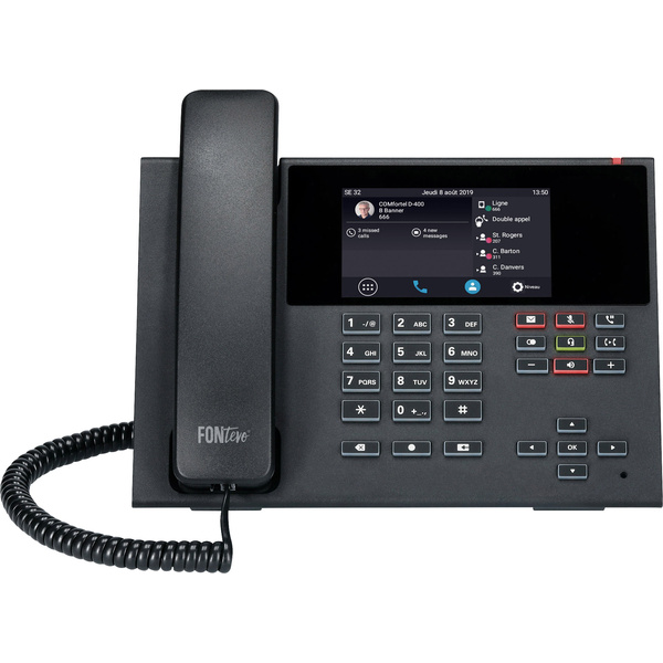 Auerswald COMfortel D-400 Schnurgebundenes Telefon, VoIP Anrufbeantworter, Freisprechen, PoE, Headsetanschluss Touch-Farbdisplay