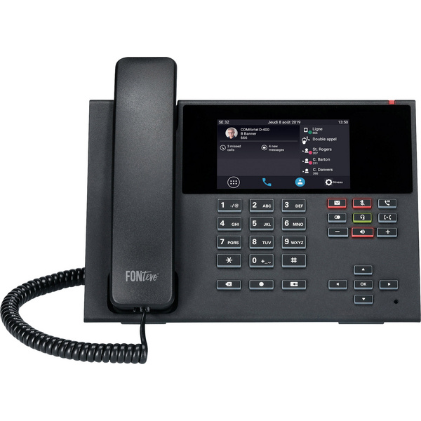 Téléphone VoIP filaire Auerswald COMfortel D-400 écran couleur tactile noir