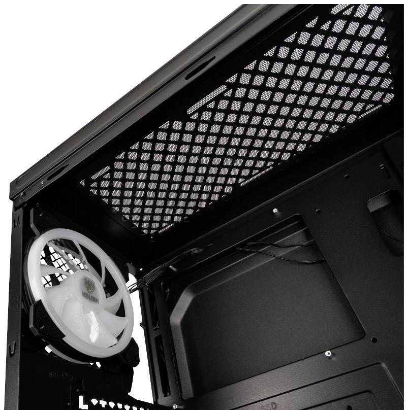 Kolink Quantum RGB Midi-Tower Gaming-Gehäuse Schwarz 1 Vorinstallierter LED Lüfter, Integrierte Beleuchtung, Staubfilter, Seitenfenster