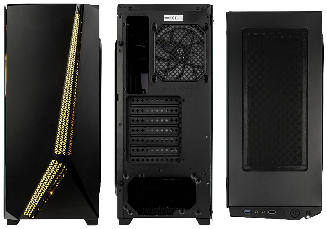 Kolink Quantum RGB Midi-Tower Gaming-Gehäuse Schwarz 1 Vorinstallierter LED Lüfter, Integrierte Beleuchtung, Staubfilter, Seitenfenster