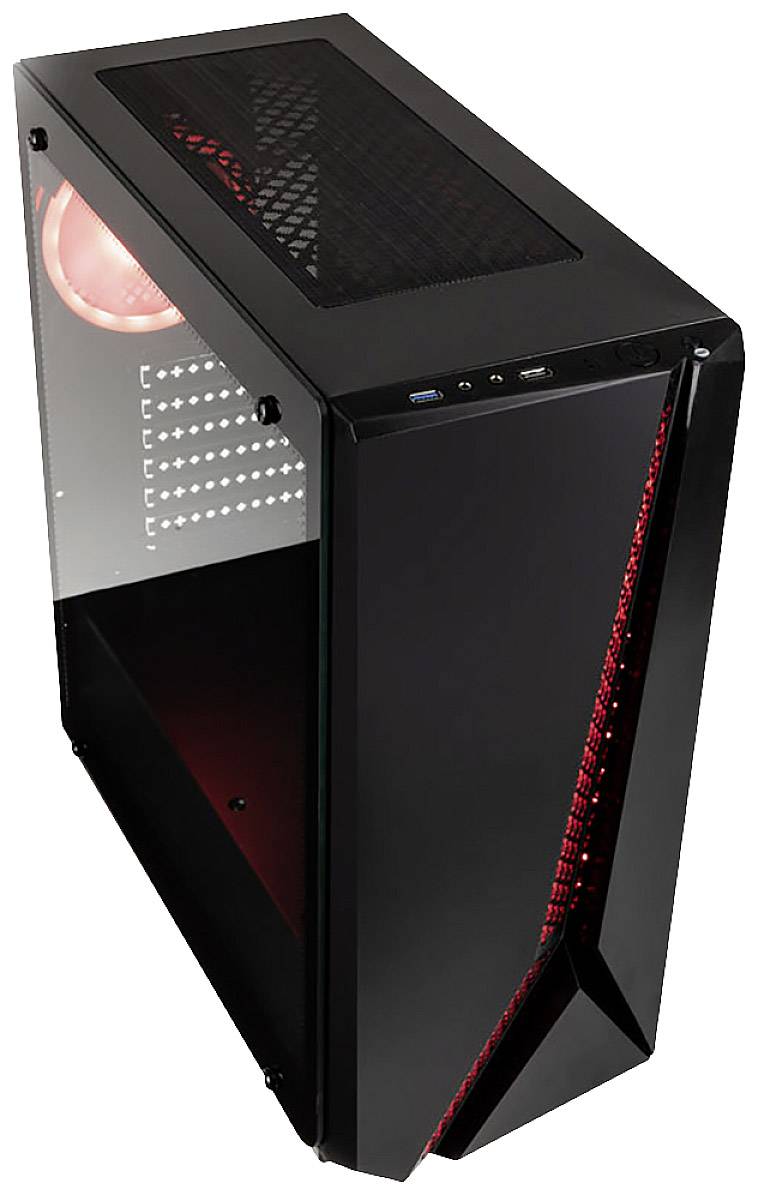 Kolink Quantum RGB Midi-Tower Gaming-Gehäuse Schwarz 1 Vorinstallierter LED Lüfter, Integrierte Beleuchtung, Staubfilter, Seitenfenster