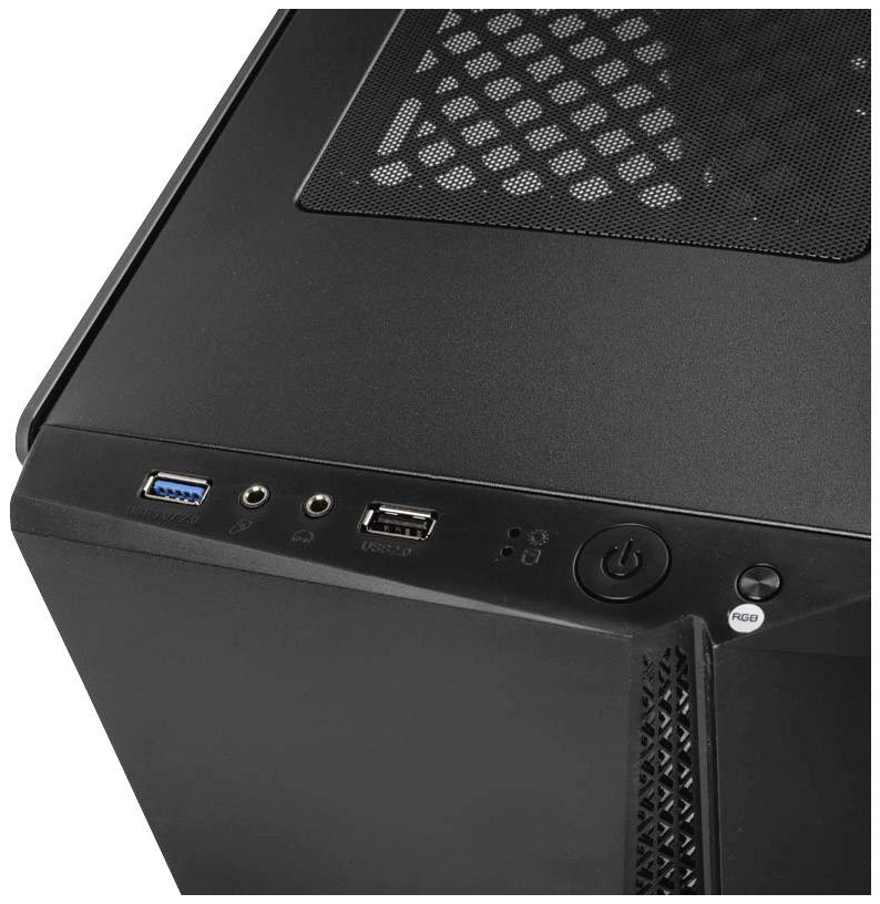 Kolink Quantum RGB Midi-Tower Gaming-Gehäuse Schwarz 1 Vorinstallierter LED Lüfter, Integrierte Beleuchtung, Staubfilter, Seitenfenster