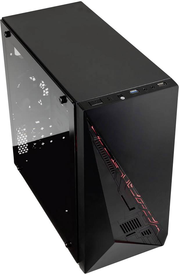 Kolink Inspire K2 A-RGB Midi-Tower Gaming-Gehäuse Schwarz 1 vorinstallierter Lüfter, Integrierte Beleuchtung, Seitenfenster